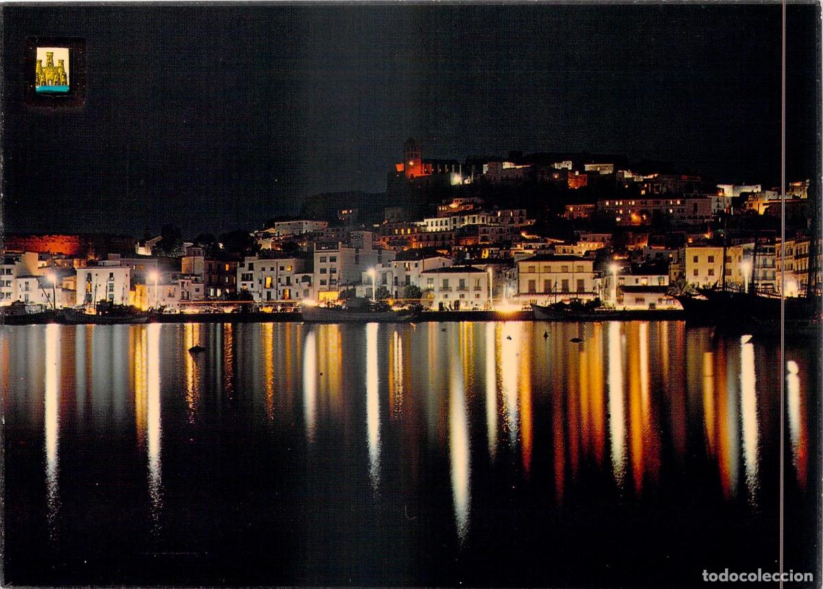 Postales: Postal de Ibiza Vista Nocturna del Puerto y Dalt Vila
