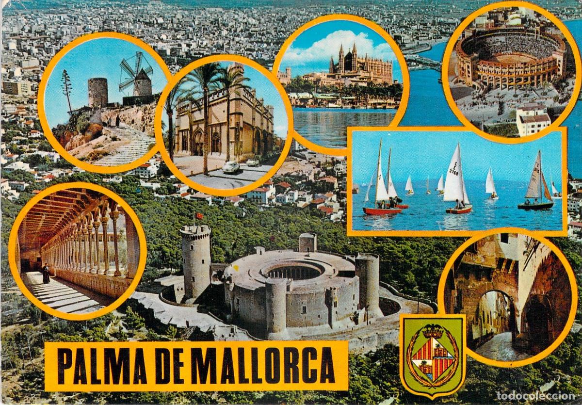 Postales: Postal de Palma de Mallorca - Vistas del Castillo de Bellver y Catedral