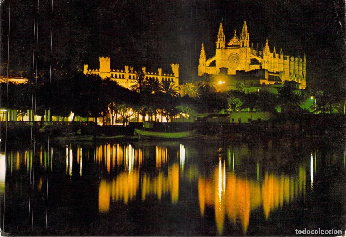 Postales: Postal de Palma de Mallorca: Vista Nocturna de la Catedral y La Lonja