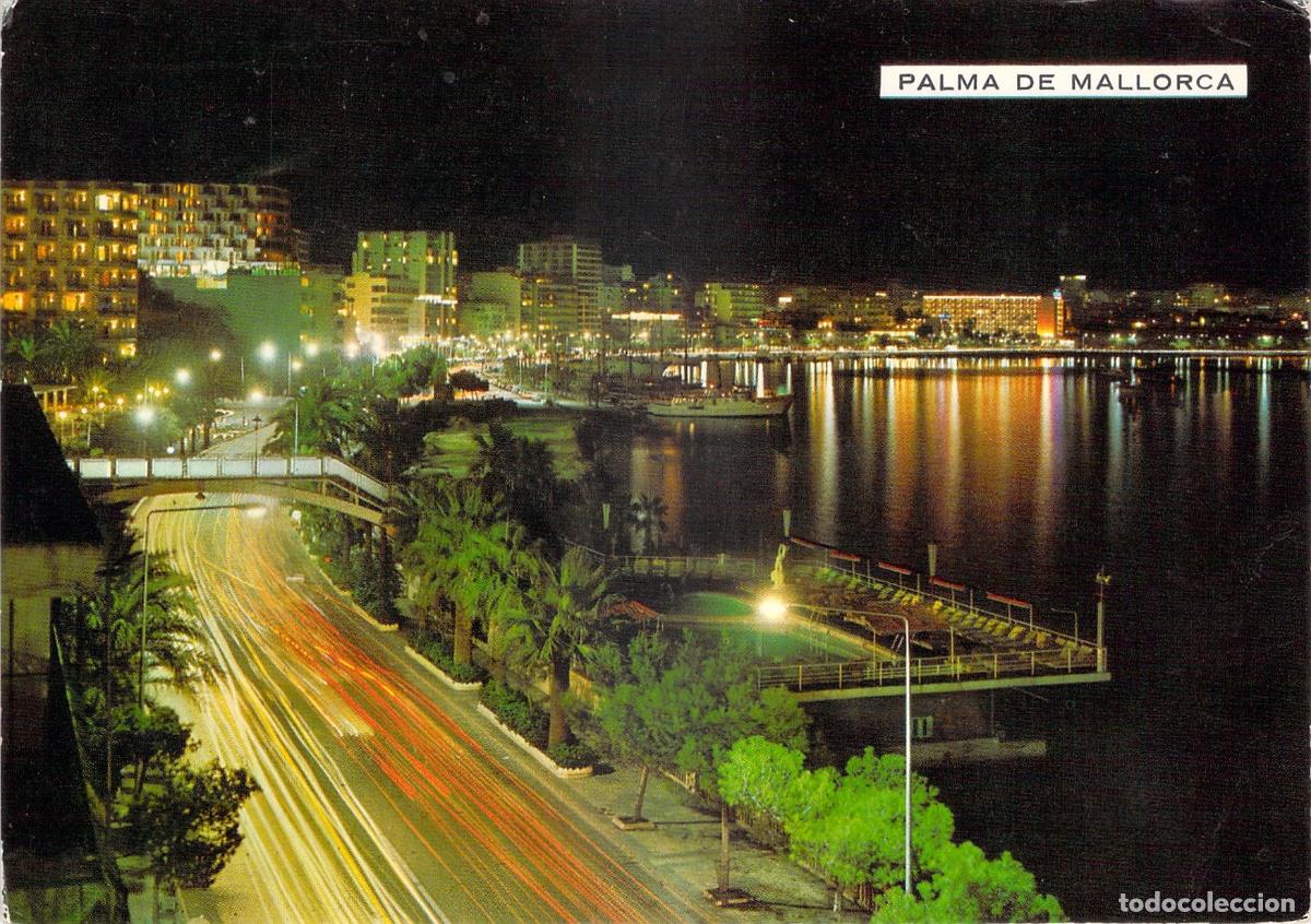 Postales: Postal de Palma de Mallorca, Vista Nocturna del Paseo Mar&iacute;timo