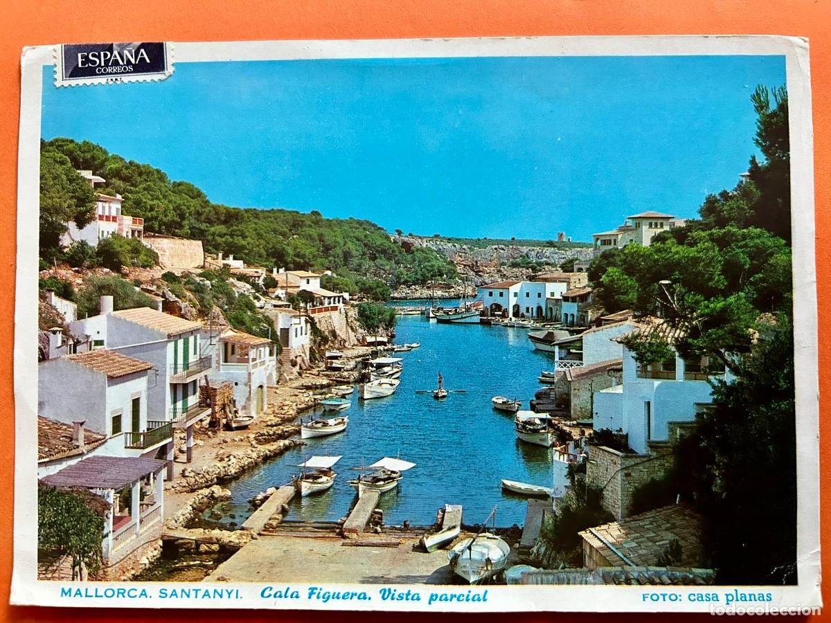 Postales: POSTAL MALLORCA SANTANY&Iacute; CALA FIGUERA - CASA PLANAS - A&Ntilde;OS 1960 - CIRCULADA FRANQUEADA