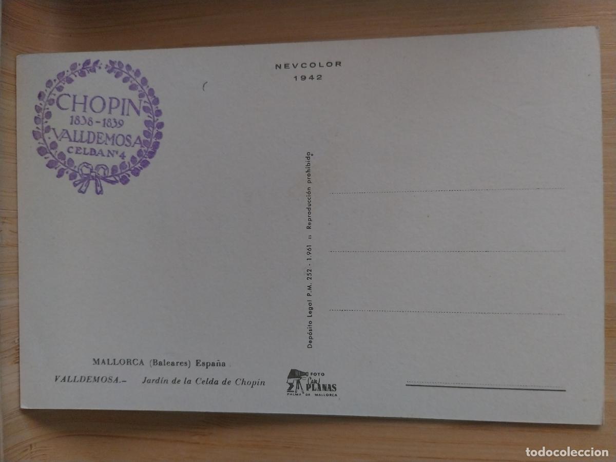 Postales: JARDIN DE LA CELDA DE CHOPIN VALLDEMOSA DORSO SELLO SC ORIGINAL