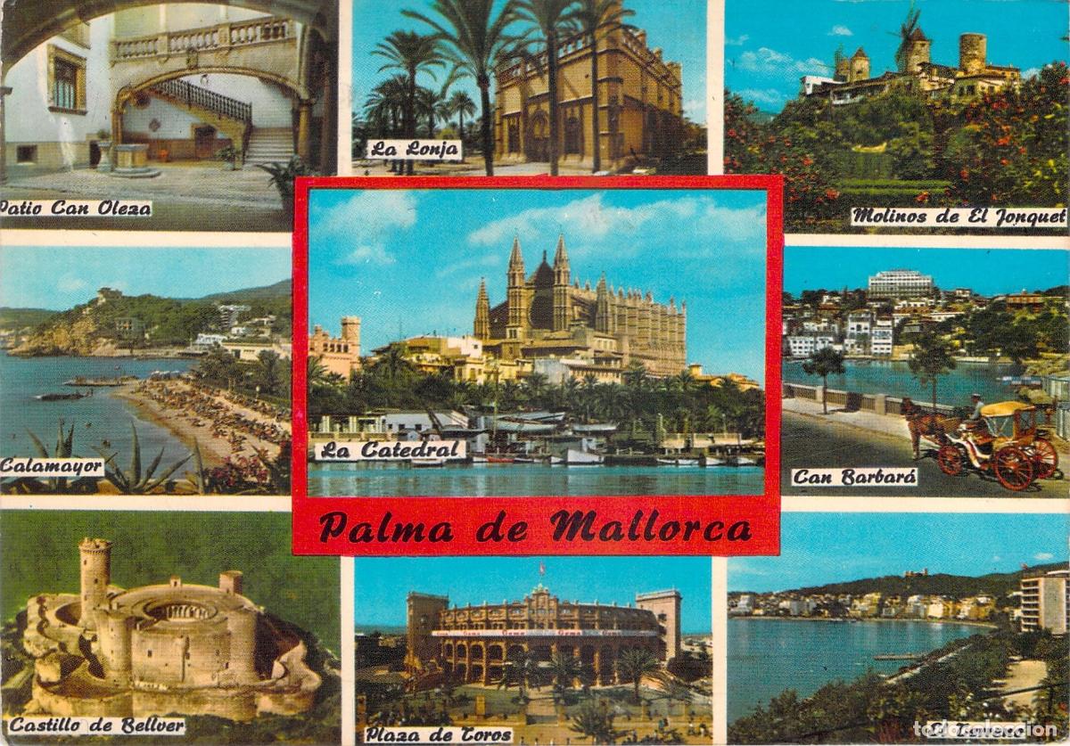 Postales: Postal Multivista de Palma de Mallorca con Catedral y Castillo
