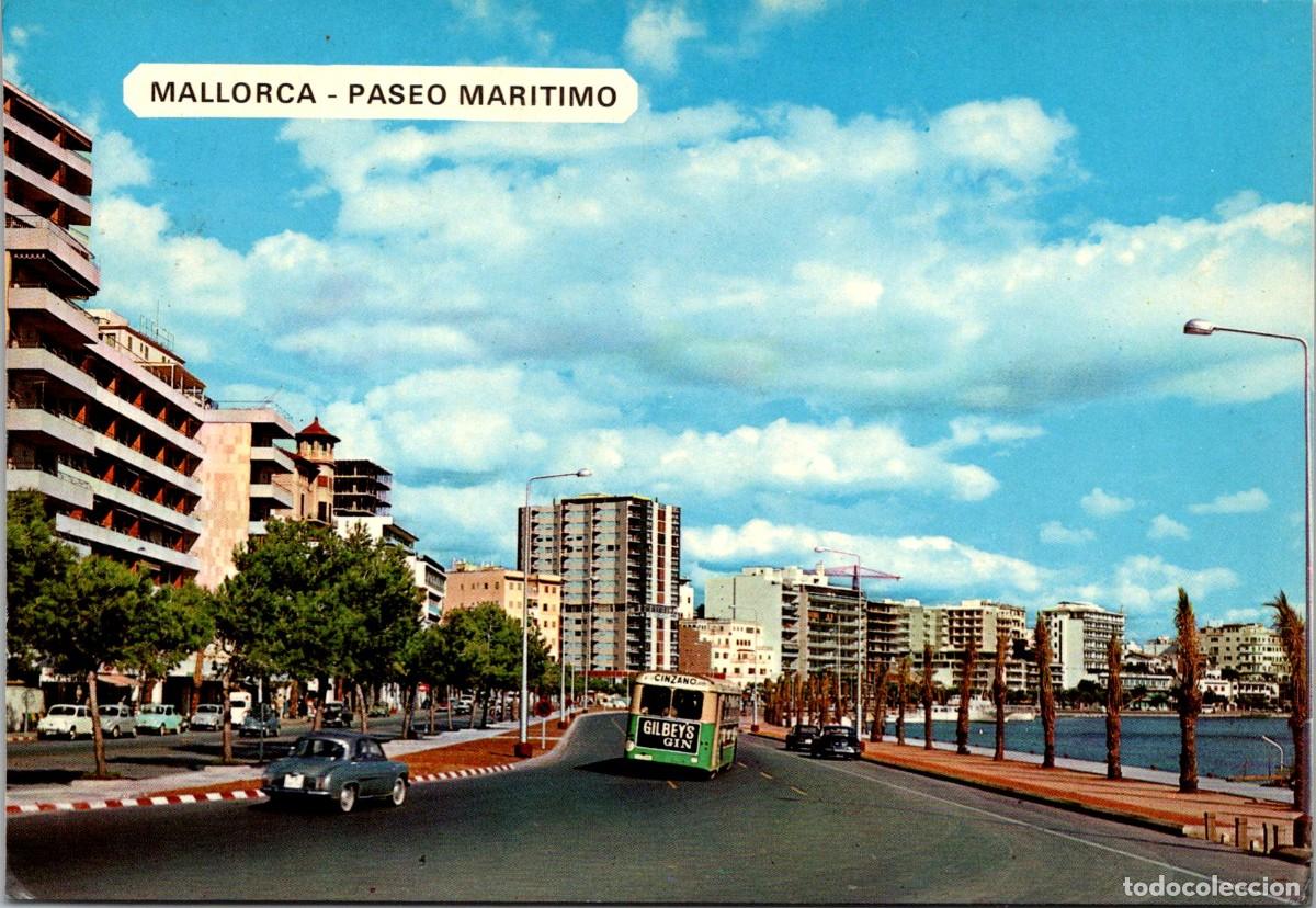 Postales: Palma de Mallorca - Paseo Mar&iacute;timo - n&ordm; 1002 - DL. B. 8040-XIII - 147x102mm - Gilbey's Gin - Cinzano