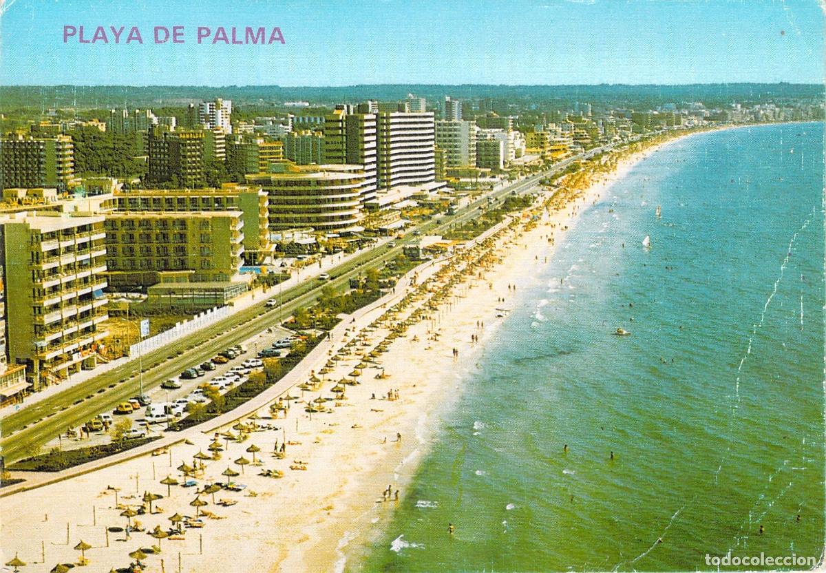 Postales: Postal de la Playa de Palma con Hoteles y Costa de Mallorca
