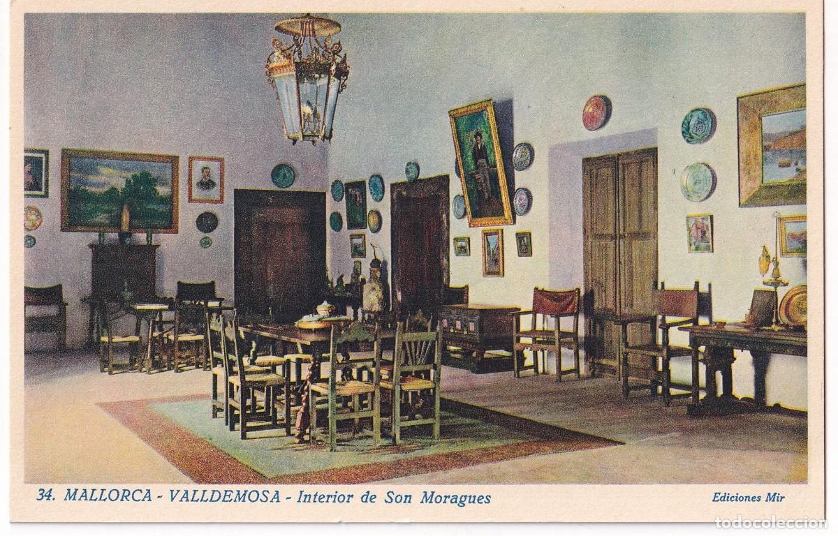 Postales: 34 Mallorca. Valldemosa. Interior de Son Moragues. Ediciones Mir. Sin circular.