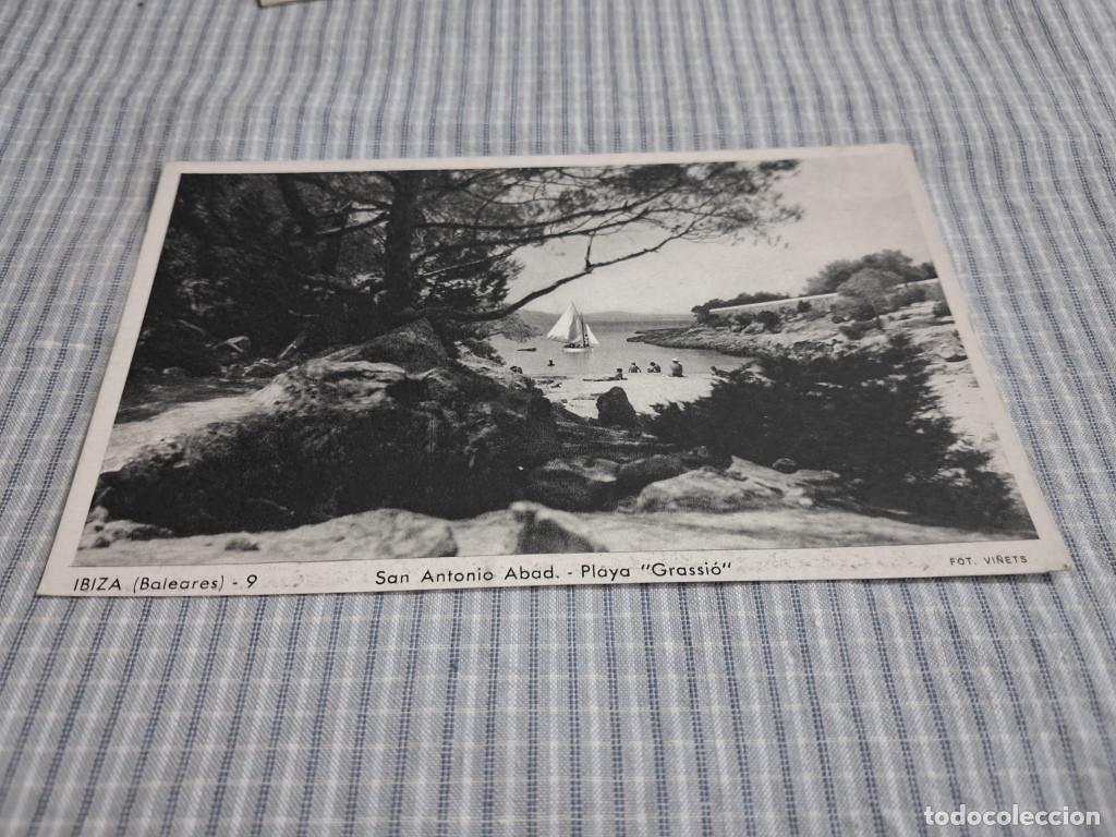 Postales: Postal antigua Ibiza. San Antonio Abab. Playa Grassi&oacute;. Vi&ntilde;ets 9