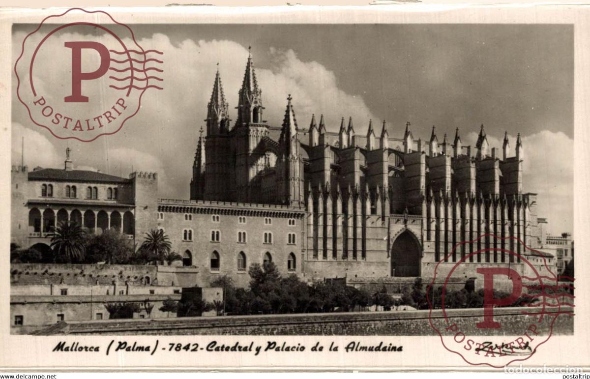 Postkarten: Palma de Mallorca, Catedral y Palacio de la Almudaina. Islas Baleares. Espa&ntilde;a Spain