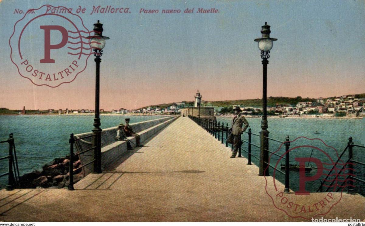 Postcards: Palma de Mallorca, Paseo Nuevo del Muelle Islas Baleares. Espa&ntilde;a Spain
