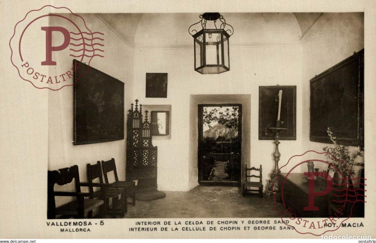 Postales: Valldemosa Interior de la Celda de Chopin y George Sand Islas Baleares. Espa&ntilde;a Spain