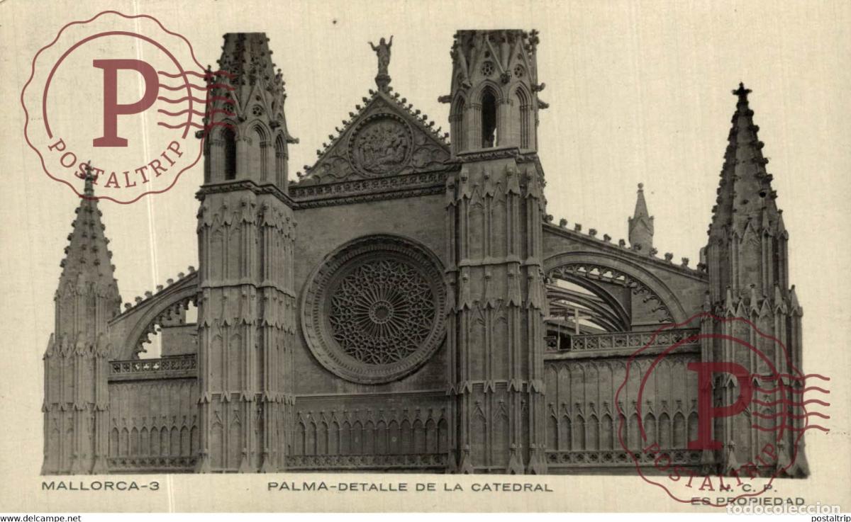 Postales: Palma de Mallorca Detalle de la Catedral Islas Baleares. Espa&ntilde;a Spain