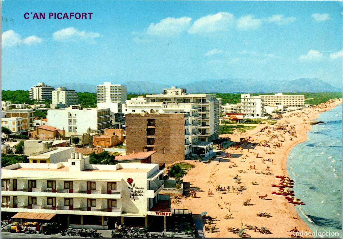 Postales: C'An Picafort (Mallorca) - Ed. Bohigas 1206 - 149x103mm - Pensi&oacute;n Santa Rosa - Patines de Playa