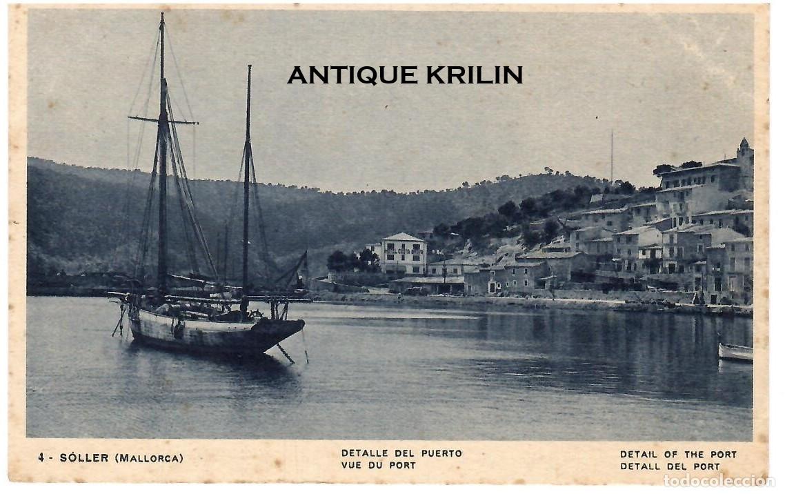 Postales: MALLORCA N&ordm; 4 SOLLER / DETALLE DEL PUERTO / EDICIO MARQUES / SIN FRANQUEAR