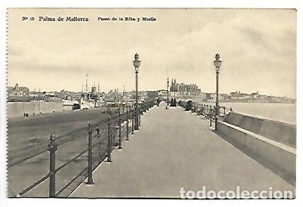 Postales: PASEO DE LA RIBA Y MUELLE.- PALMA DE MALLORCA