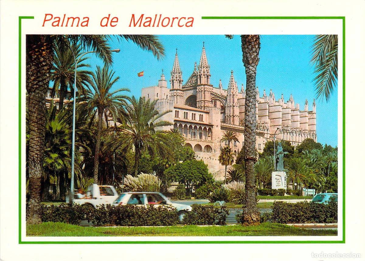 Postales: Postal de Palma de Mallorca Catedral de Santa Mar&iacute;a y Palmeras