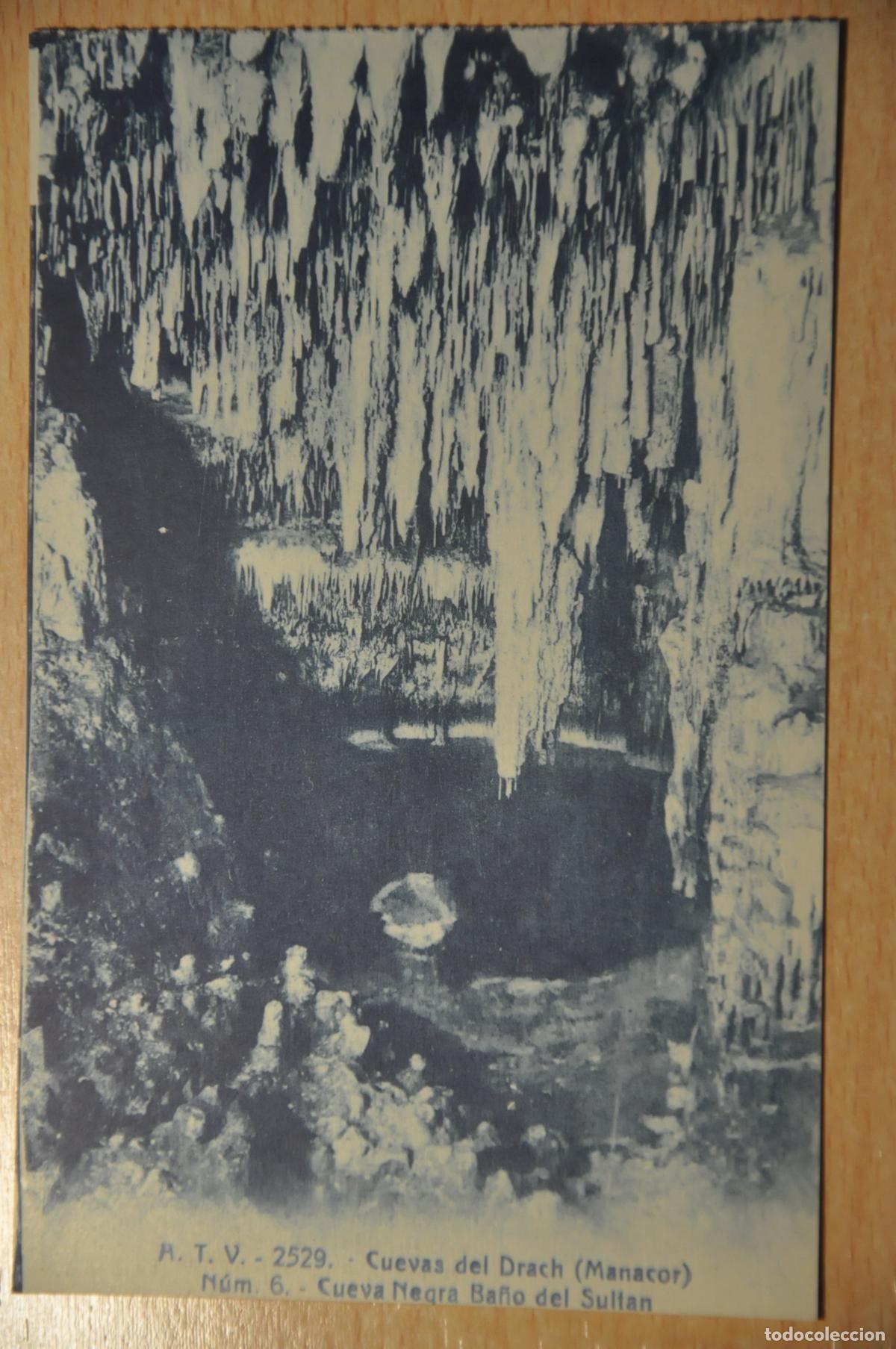 Postales: postal cuevas del drach (manacor) n&uacute;m. 6, cueva negra, ba&ntilde;o del sultan, atv 2529