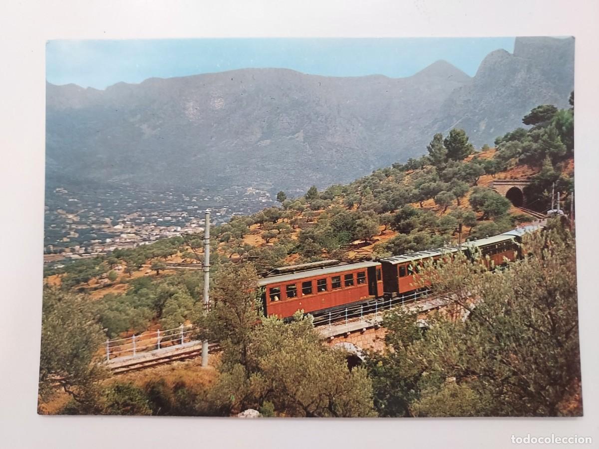Postales: POSTAL SOLLER VISTA PARCIAL. 1972. SIN CIRCULAR. MALLORCA. TREN ANTIGUO FERROCARRIL