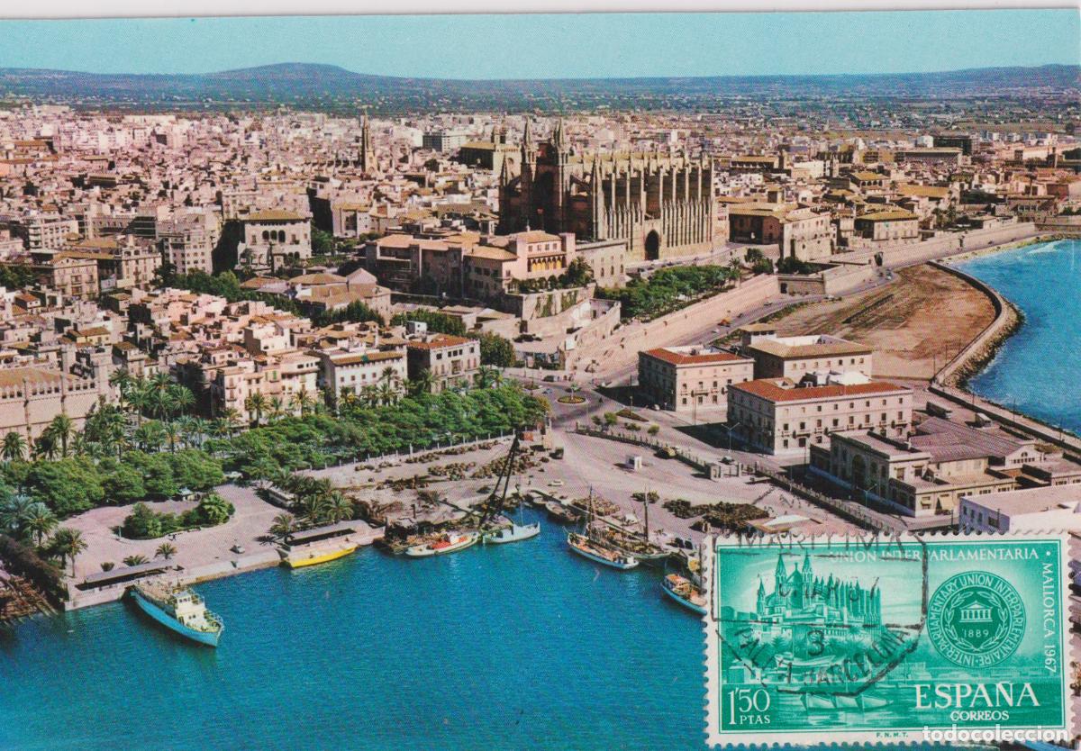 Postales: PALMA DE MALLORCA, LA CATEDRAL (SXIII) Y EL DESEMBARCADERO - FOTO CASA PLANAS 35A - S/C