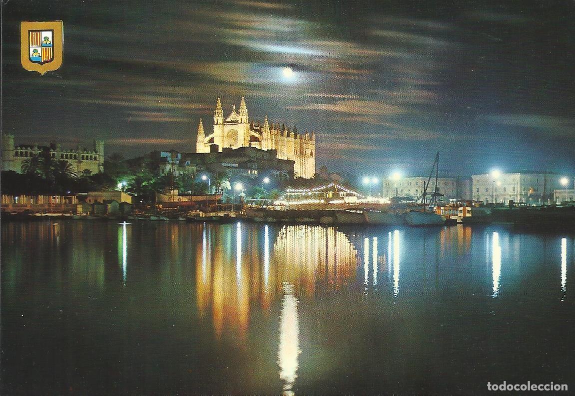 Postales: Mallorca. Palma. Vista nocturna. Escudo de Oro. Postal. 10x15 cm.
