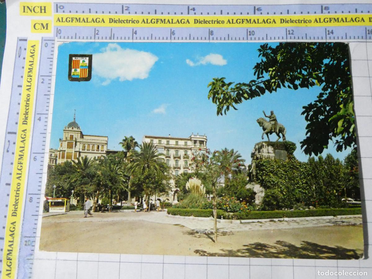 Postales: POSTAL DE MALLORCA. A&Ntilde;O 1963. PALMA PLAZA DE ESPA&Ntilde;A Y MONUMENTO A JAIME I 1509 ESCUDO ORO. 2323