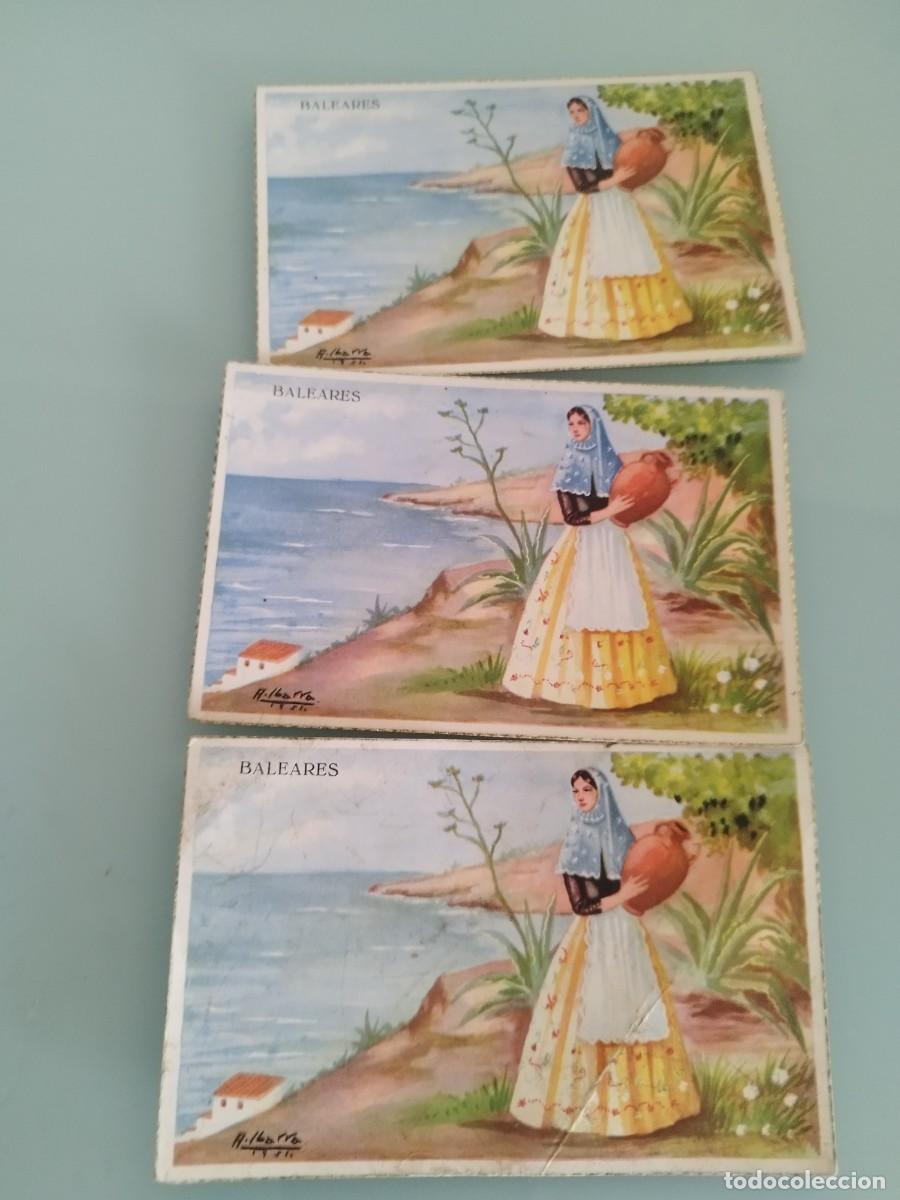 Postales: 3 tarjetas postales de mallorca, mallorquina. Mediados sg. XX. ilustraci&oacute;n de estilo regionalista.