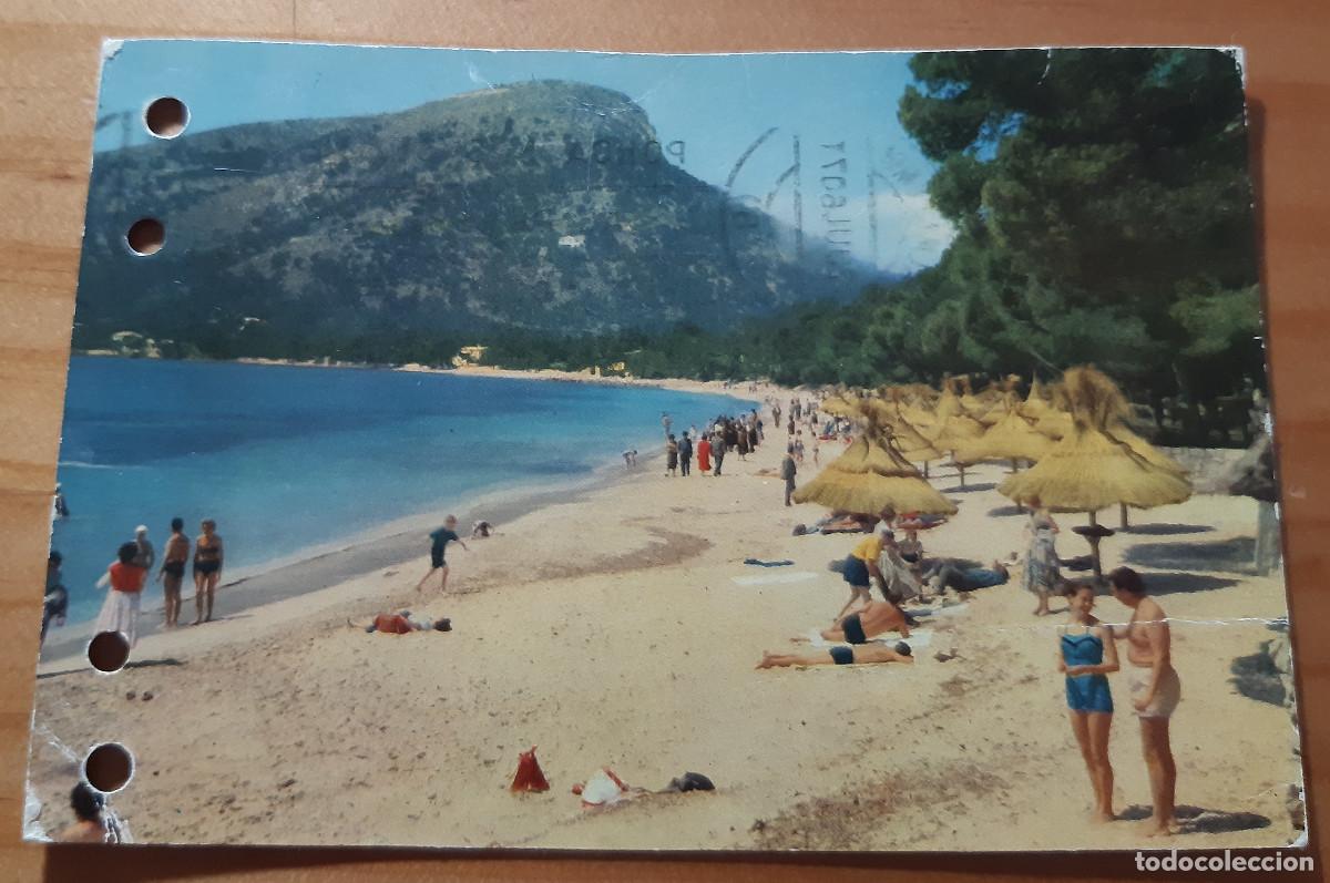 Postales: FORMENTOR - MALLORCA - BALEARES - PLAYA Y RINC&Oacute;N DE LA BAH&Iacute;A - CIRCULADA CON SELLO
