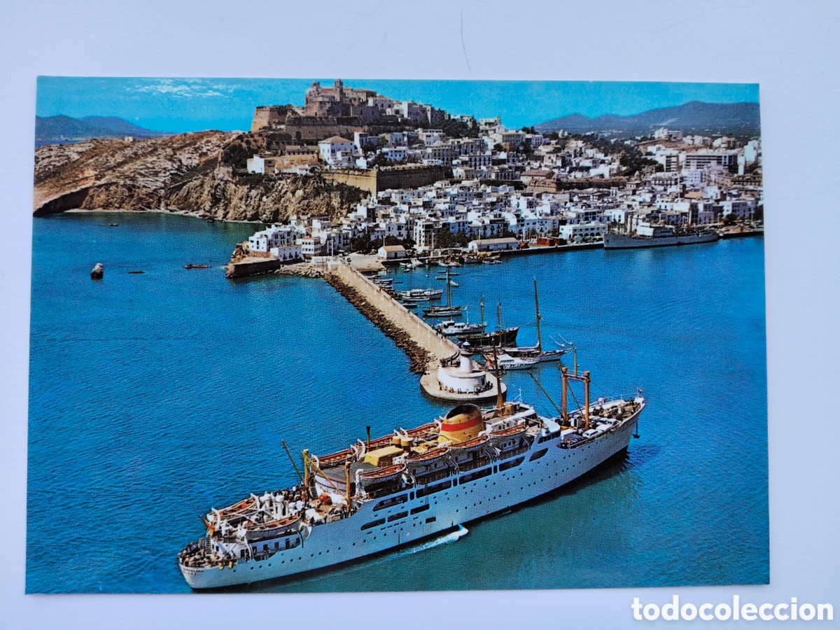 Postales: ANTIGUA POSTAL DE IBIZA VISTA A&Eacute;REA - NO CIRCULADA - PUERTO Y DALT VILA - TONI RIBAS POSTALES FIGUER