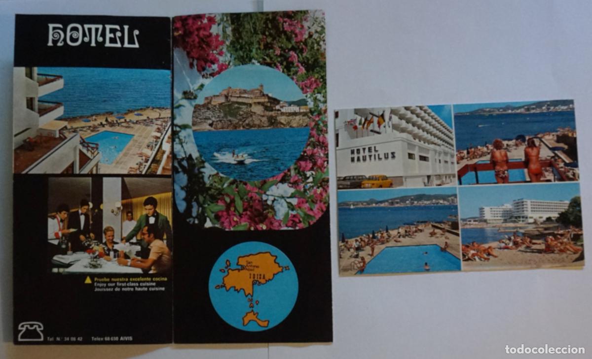 Postales: Postal y folleto del Hotel Nautilius de San Antonio (IBIZA), editados en 1973