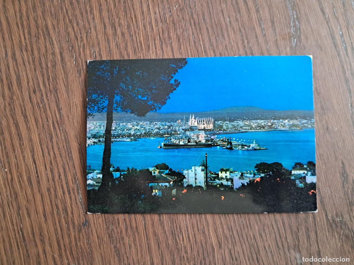 Postales: postal de Espa&ntilde;a, vista nocturna bah&iacute;a de Palma de Mallorca, a&ntilde;o 1962.