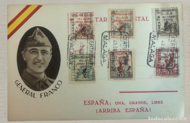 Postales: CPA Guerra Civil - Postal Propagand&iacute;stica General Franco - Espectacular Franqueo Certificado M&aacute;laga