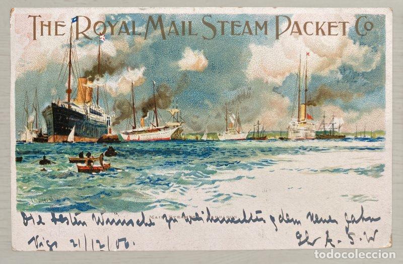 Postales: CPA Galicia 1906 - Postal Naviera The Royal Mail Steam Packet Co. - Vapores en el Mar - Escrita en V