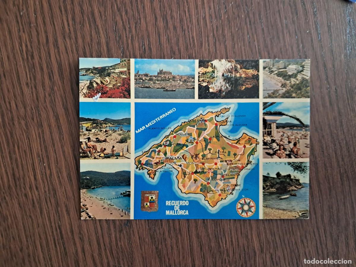 Postales: postal de Espa&ntilde;a, mapa y diferentes vistas de Mallorca n&ordm; 2188, a&ntilde;os 70.
