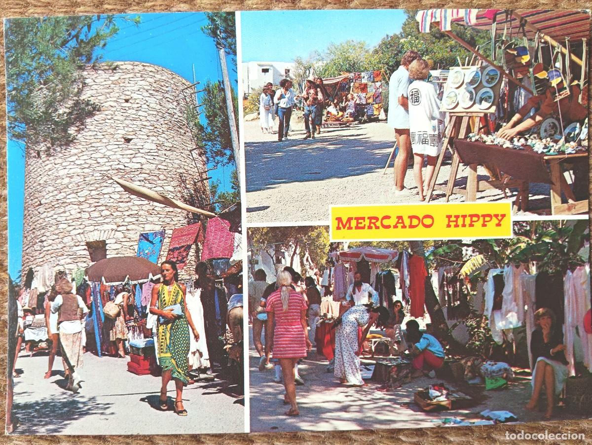 Postales: CLUB PUNTA ARABI - MERCADO HIPPY - SANTA EULALIA DEL RIO - IBIZA - ED. PERLA