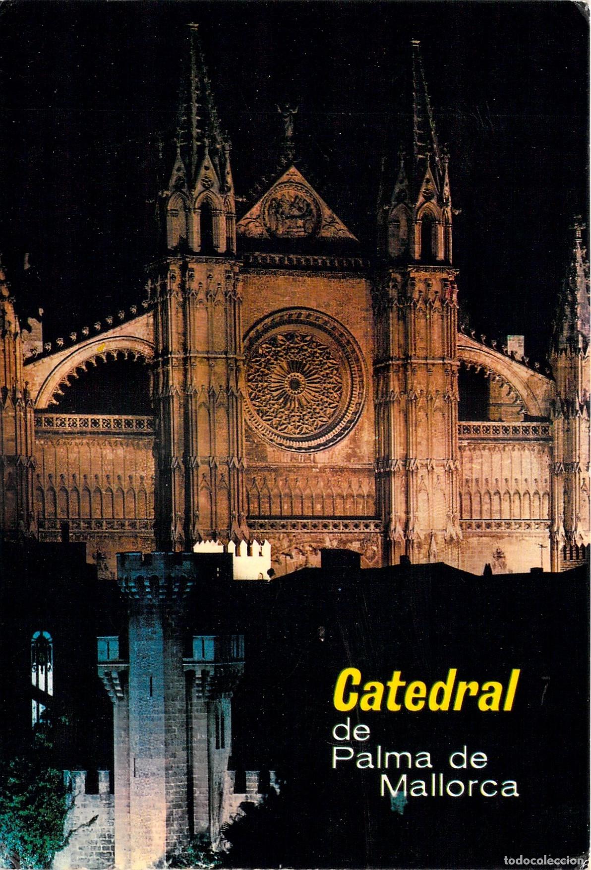 Postales: Postal de la Catedral de Palma de Mallorca por la Noche