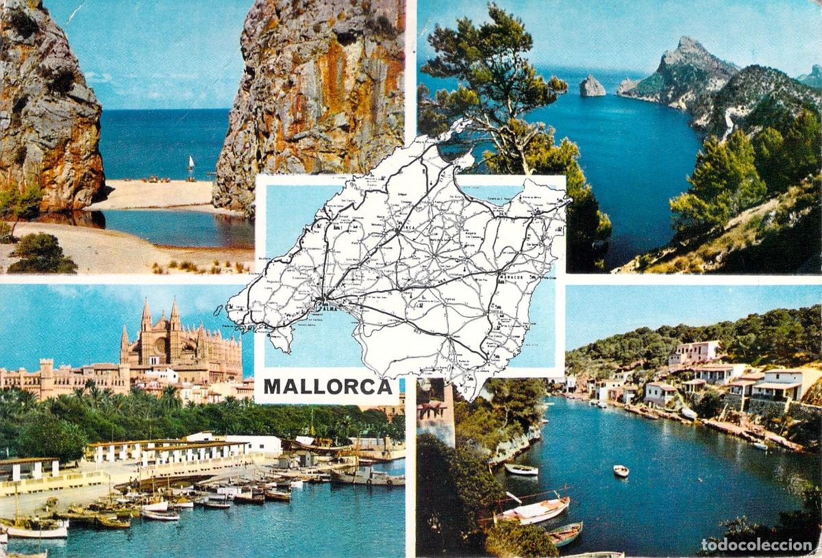 Postales: Postal Multivista de Mallorca con Mapa