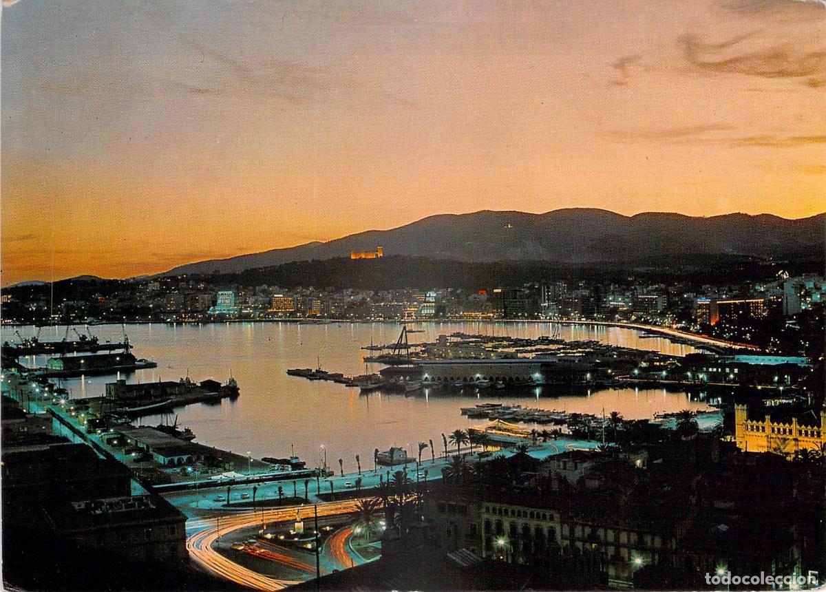 Postales: Postal de la Bah&iacute;a de Palma de Mallorca de Noche