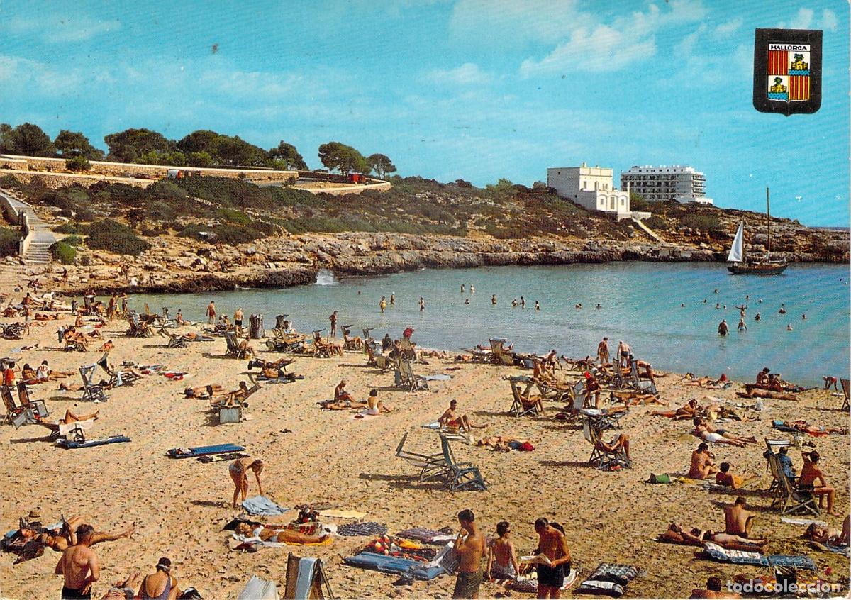 Postales: Postal de la playa de Cala Marsal en Porto Colom, Mallorca
