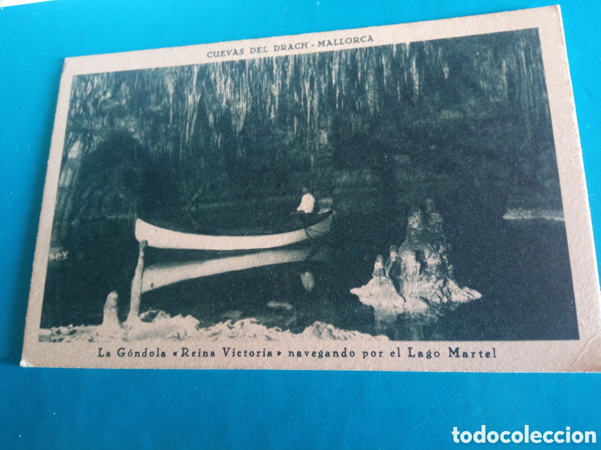 Postales: Antigua postal fotogr&aacute;fica, Cuevas del Drach, G&oacute;ndola Reina Victoria