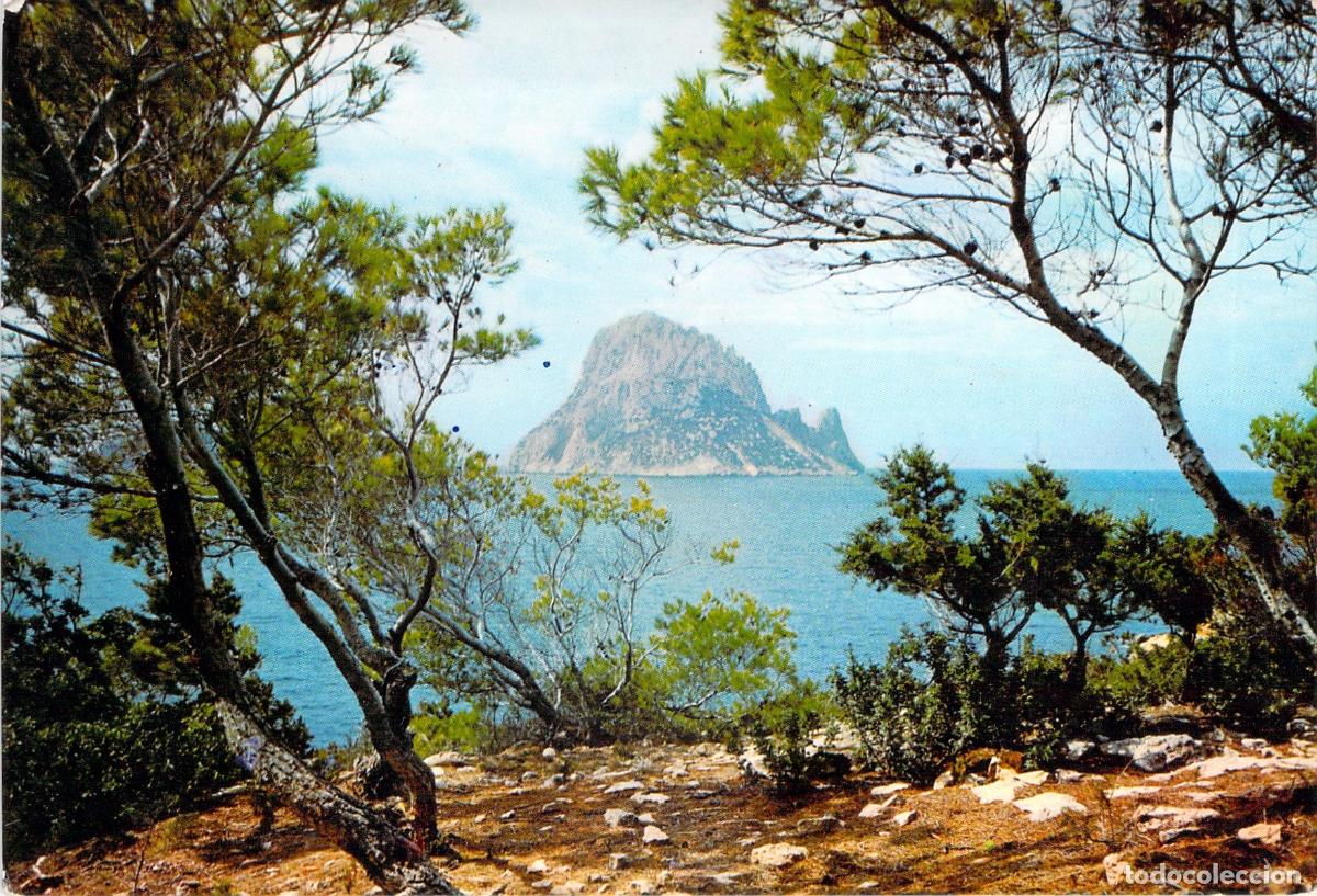 Postales: Postal de Cala d'Hort con el islote de Es Vedr&agrave; en Ibiza