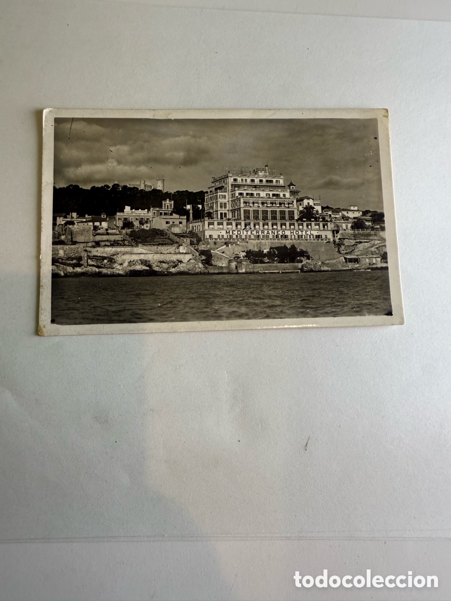 Postales: Palma de Mallorca Castillo de Bellver y Hotel Mediterr&aacute;neo c. 1950 Blanco y negro Original