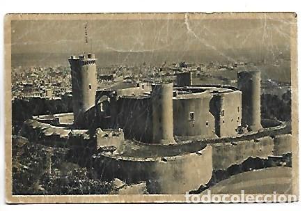Postales: VISTA AEREA DEL CASTILLO DE BELLVER CON PALMA AL FONDO.- MALLORCA