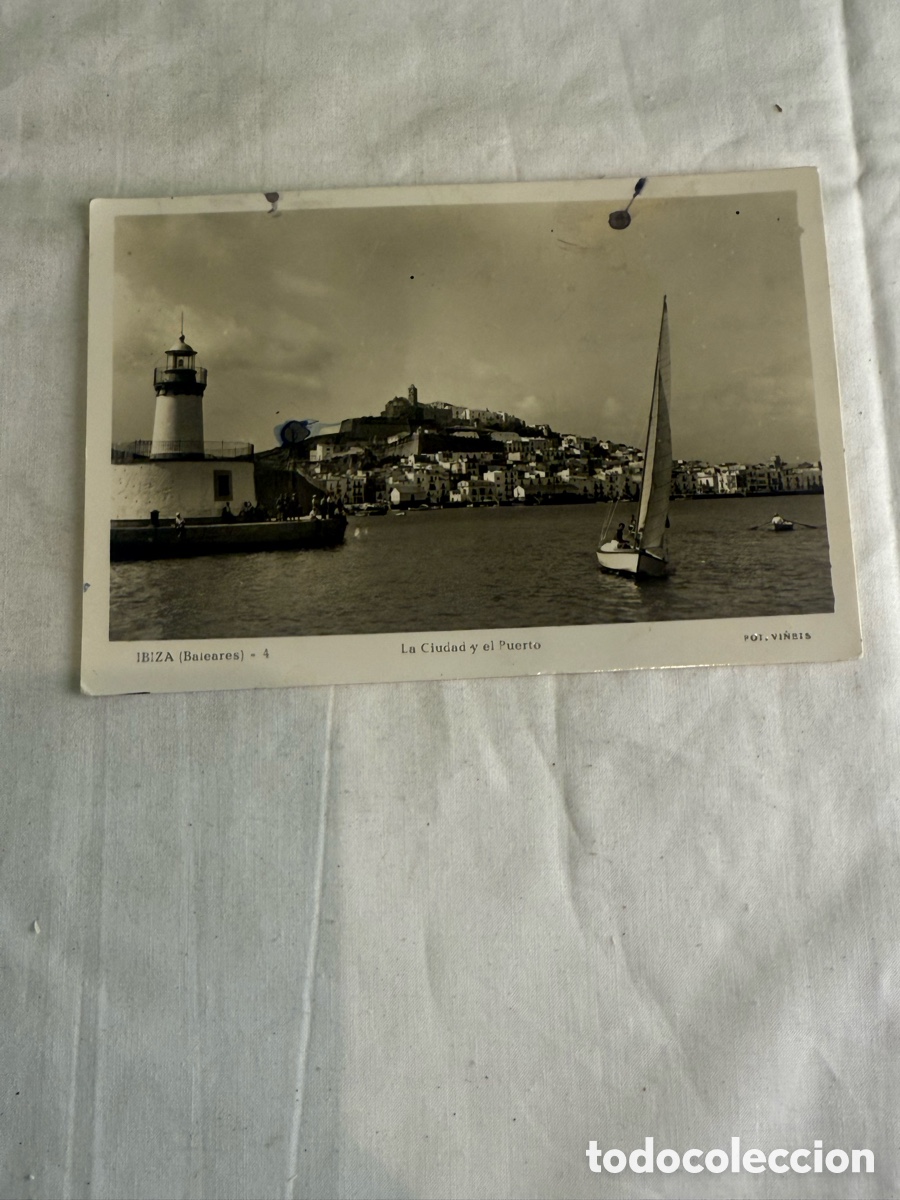 Postales: Postal Ibiza Baleares La Ciudad y el Puerto Blanco y Negro Original de la &eacute;poca 1960