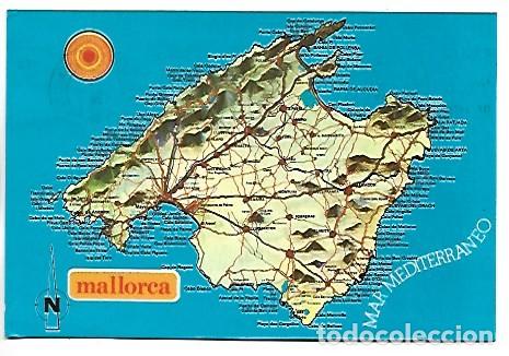 Postales: PLANO CON DETALLES CARACTERISTICOS DE LA ISLA.- MALLORCA