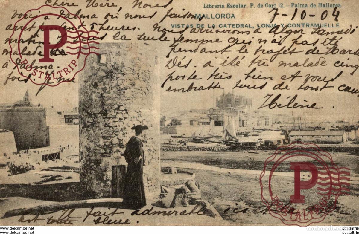 Cartes Postales: MUY RARA MALLORCA VISTA DE LA CATEDRAL LONJA Y CONTRAMUELLE ESPA&Ntilde;A HAUSER Y MENET