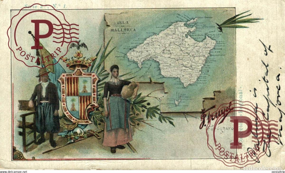 Postales: MALLORCA ,ILUSTRADA, MAPA, TIPOS Y ESCUDO