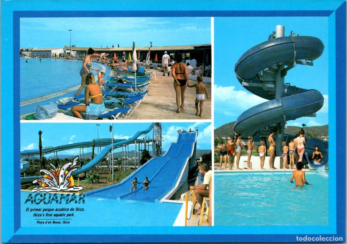 Postales: Playa d'en Bossa (Ibiza) - Aguamar - 148x102mm - Parque Acu&aacute;tico - In&eacute;dita en Todocolecci&oacute;n