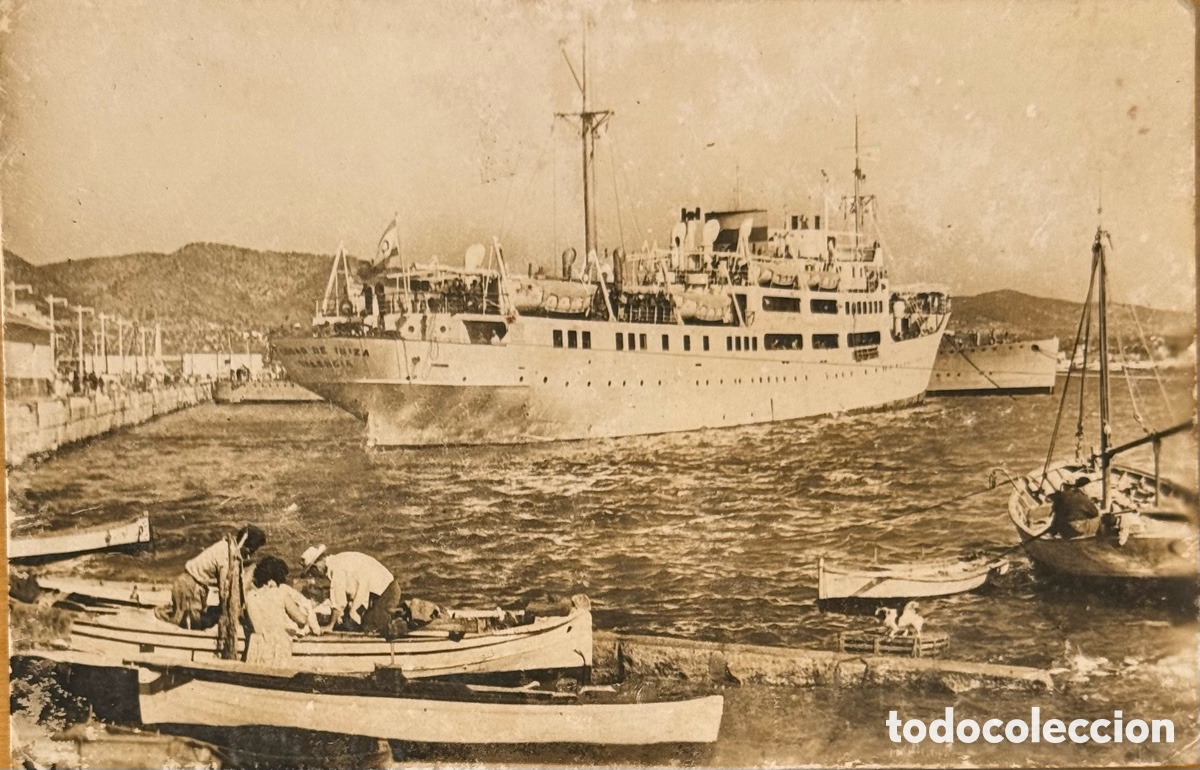 Postales: Ibiza puerto de Ibiza Motonave Ciudad de Ibiza. Vi&ntilde;et 154
