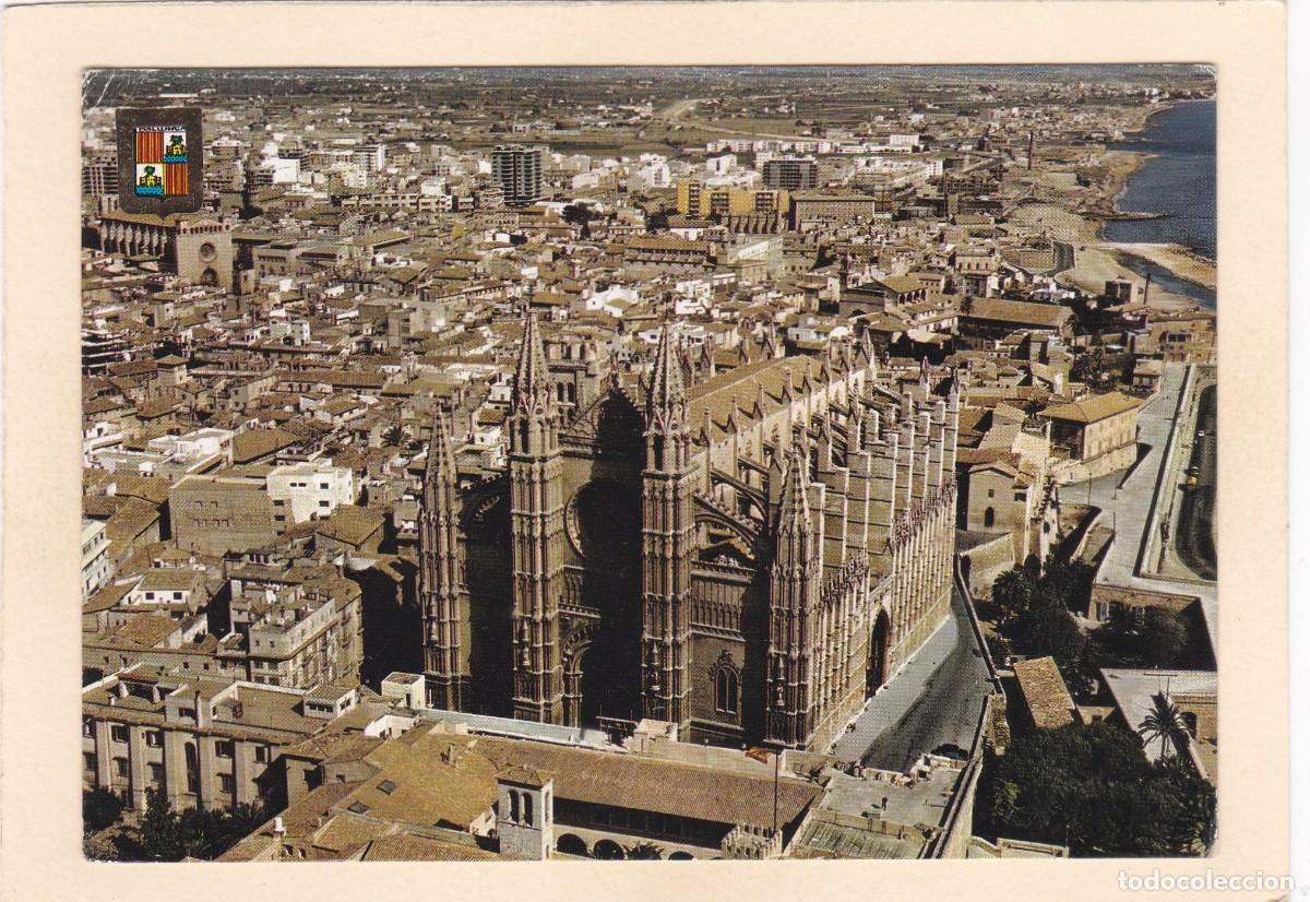 Postales: PALMA DE MALLORCA. VISTA A&Eacute;REA DE LA CATEDRAL (1967) - FRANQUEO