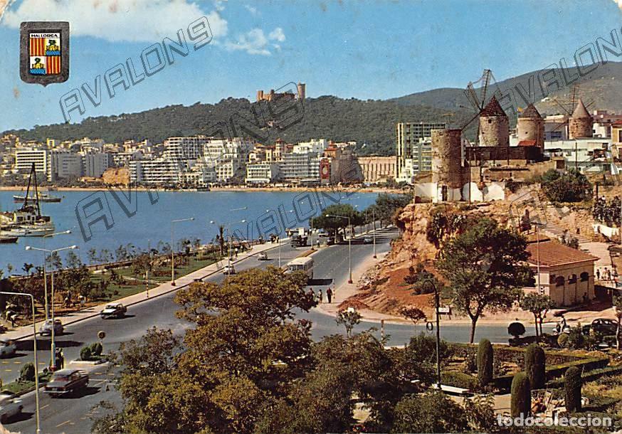 Postales: Paseo Mar&iacute;timo y Molinos Jonquet - Palma de Mallorca - Circulada con sello - 1968