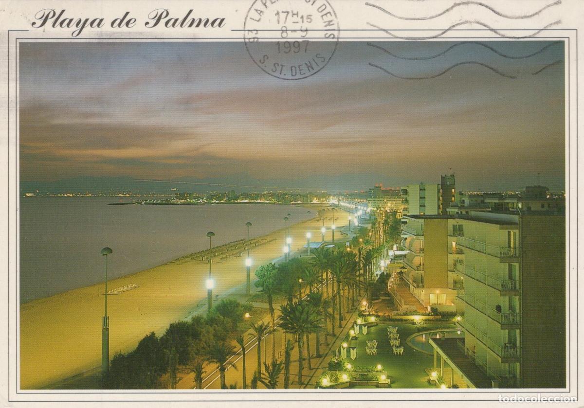 Postales: Espa&ntilde;a Palma Baleares Playa de Al Atardecer Hoteles Iluminados *YAB305